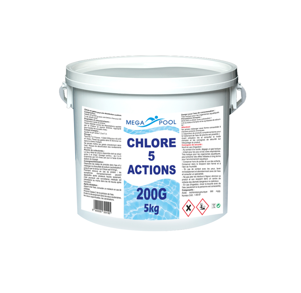 CHLORE MULTIFONCTION 5KG EN POUDRE